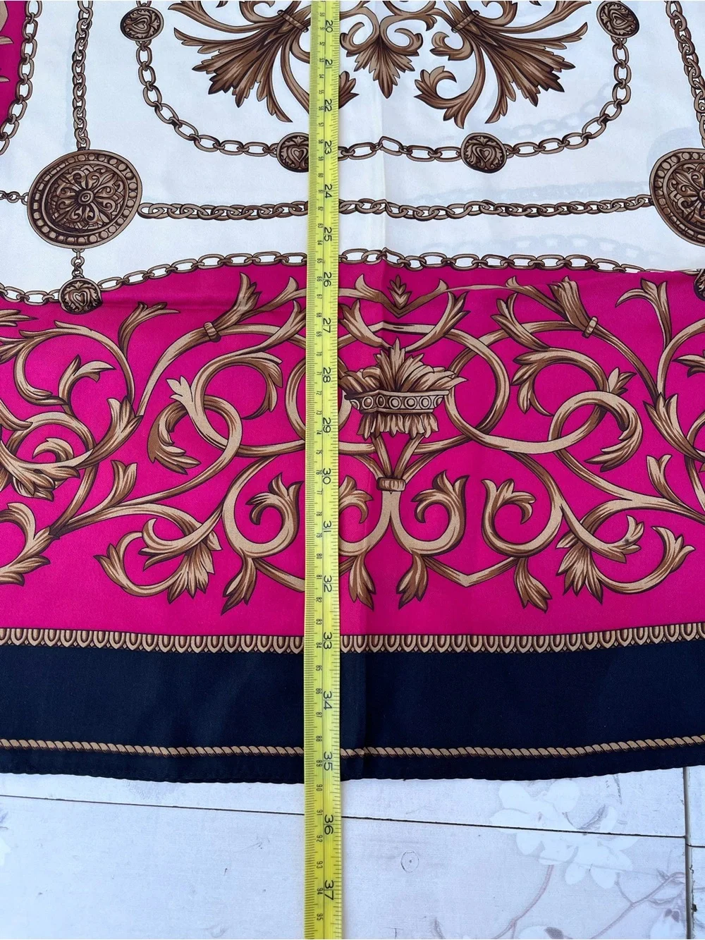 Adrienne Landau Cream and Burgundy Ornate Silk Scarf